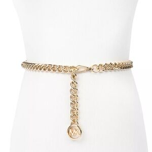 Michael Kors Gold-Tone Chain Belt w/ MK Logo Medallion ✨